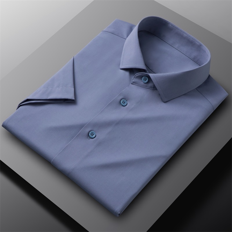 Camicie uomo eleganti modal formali business maniche corte bottoni camicie casual top - Foto 11 di 13