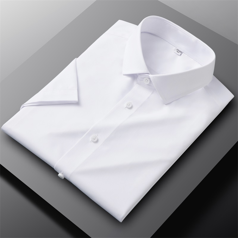 Camicie uomo eleganti modal formali business maniche corte bottoni camicie casual top - Foto 8 di 13