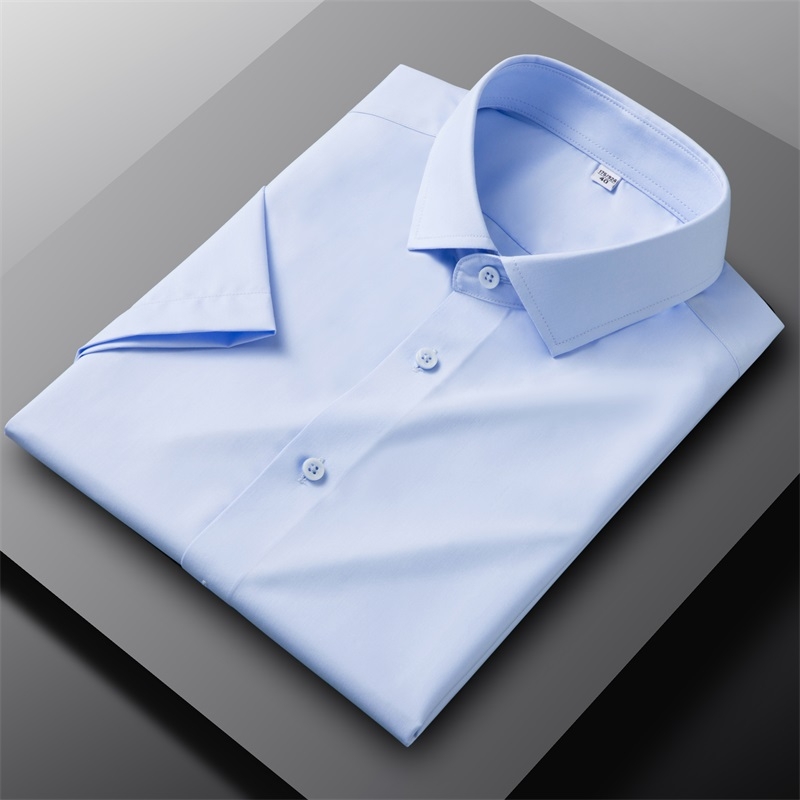 Camicie uomo eleganti modal formali business maniche corte bottoni camicie casual top - Foto 9 di 13