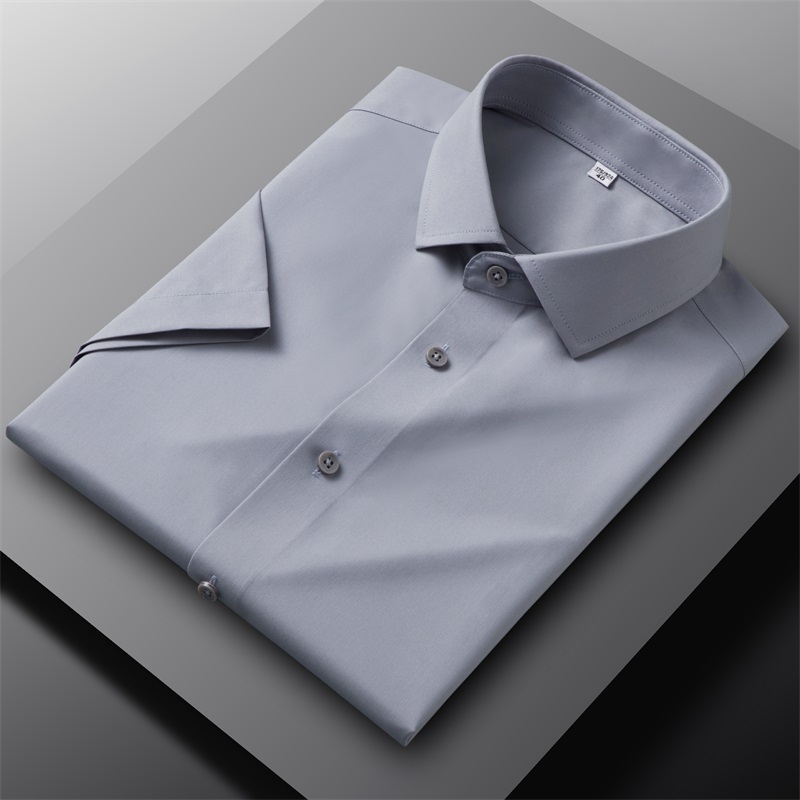 Camicie uomo eleganti modal formali business maniche corte bottoni camicie casual top - Foto 12 di 13