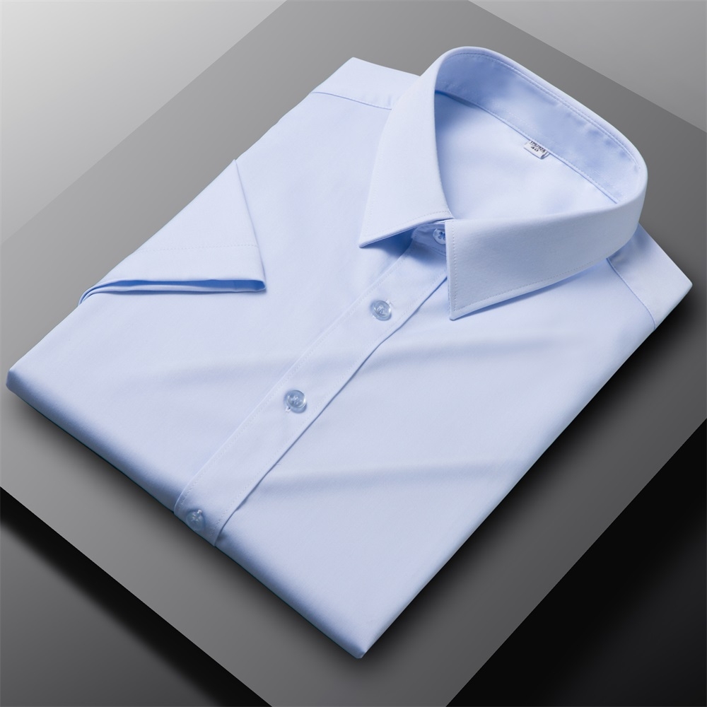 Mens Dress Shirts Formal Business Short Sleeves Buttons Bamboo Casual Shirts Top - Bild 10 von 15