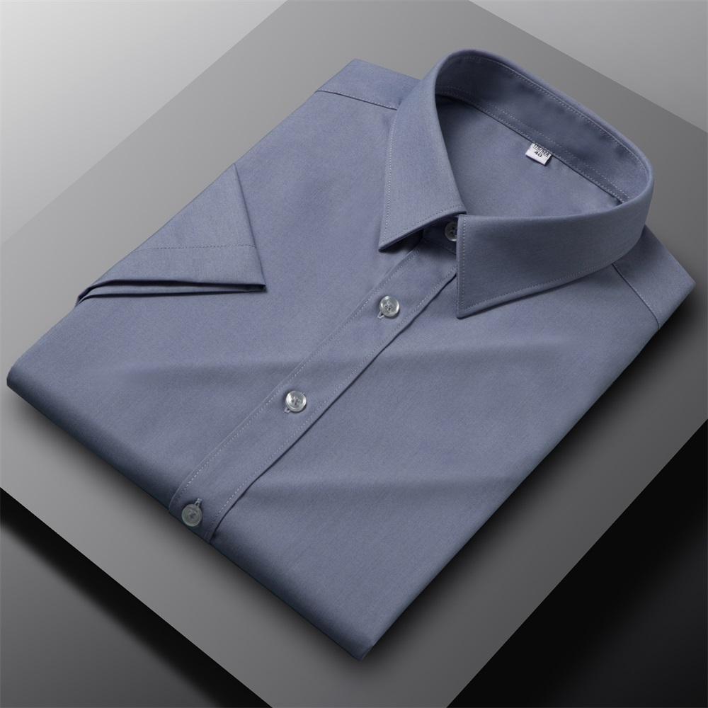 Mens Dress Shirts Formal Business Short Sleeves Buttons Bamboo Casual Shirts Top - Bild 12 von 15