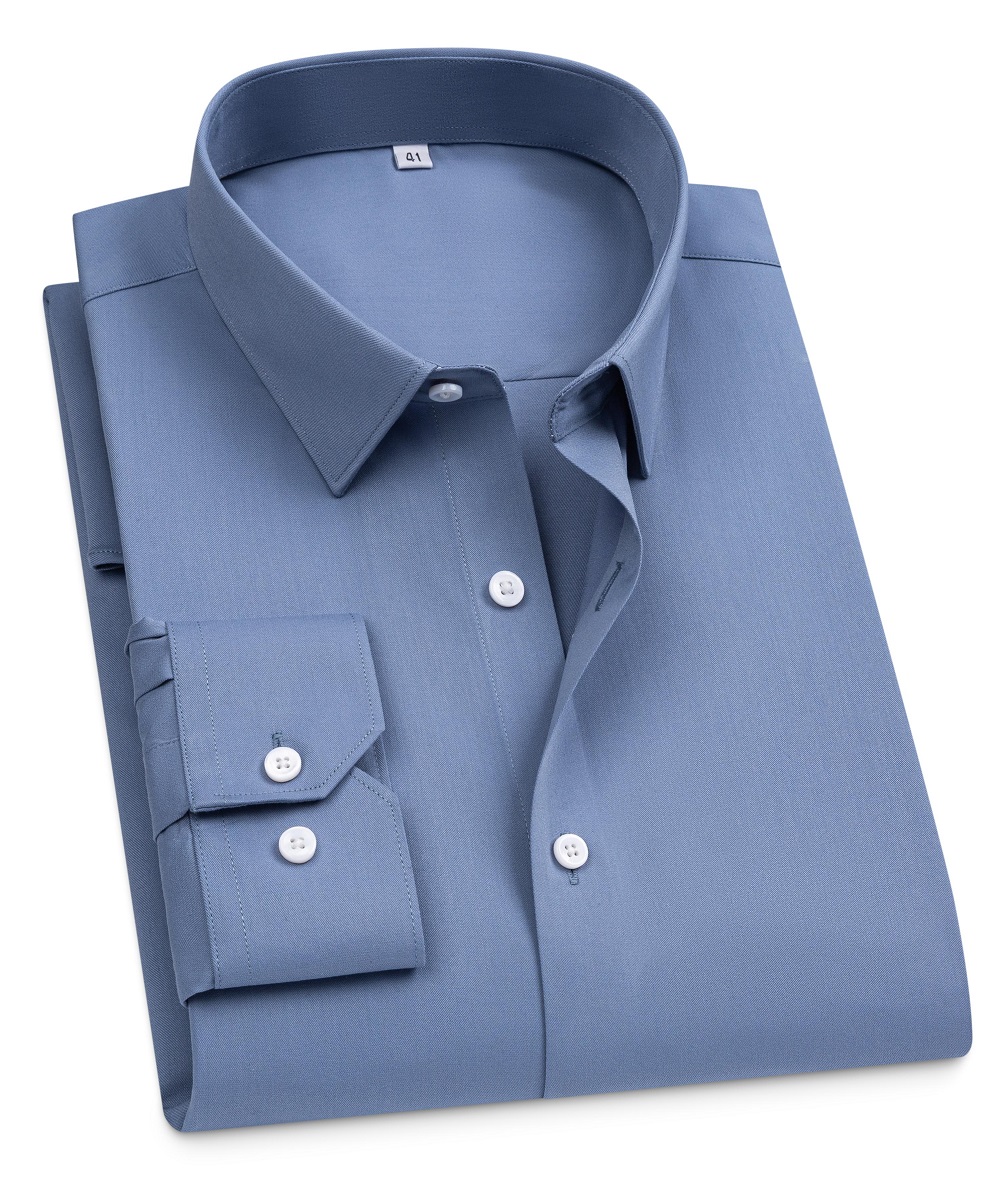 Mens Dress Shirts None Iron Business Long Sleeves Silk Bamboo Casual Shirts Tops - Picture 10 of 11