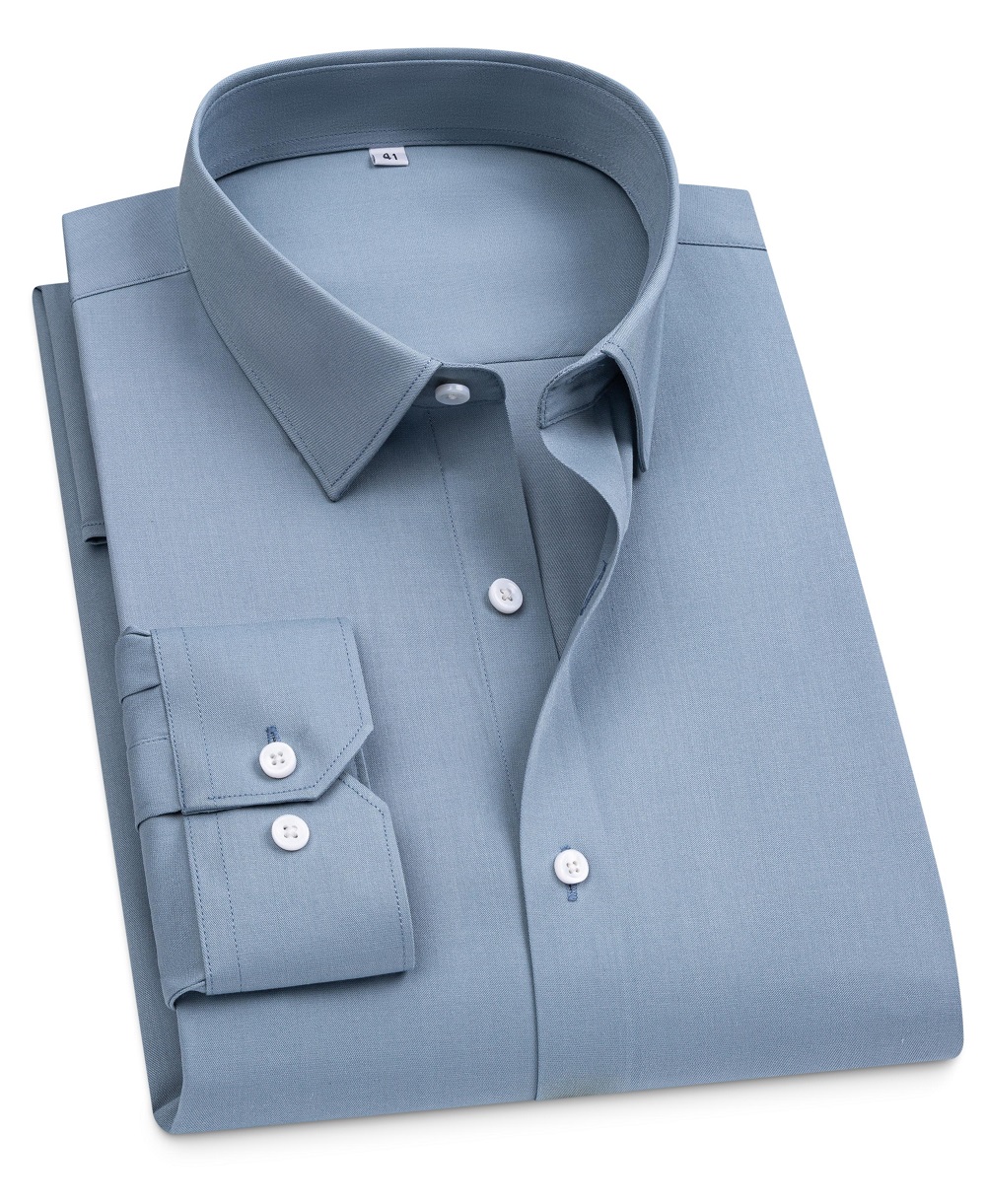 Mens Dress Shirts None Iron Business Long Sleeves Silk Bamboo Casual Shirts Tops - Picture 11 of 11