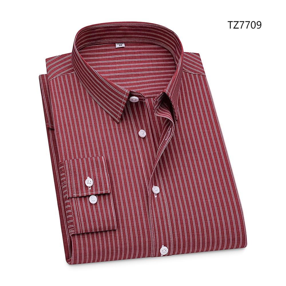 Mens None Iron Shirts Strips Business Long Sleeves Bamboo Formal Dress Shirts - Picture 17 of 17
