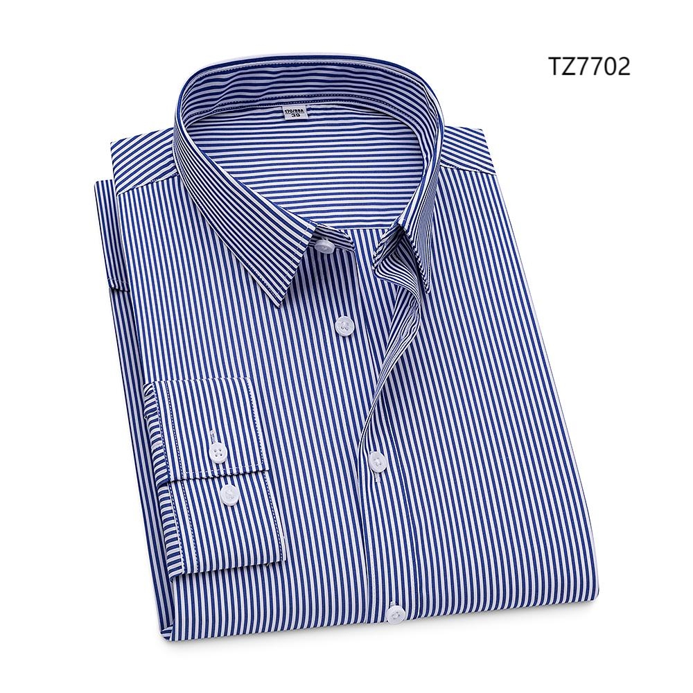 Mens None Iron Shirts Strips Business Long Sleeves Bamboo Formal Dress Shirts - Picture 11 of 17
