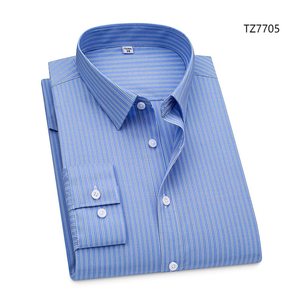 Mens None Iron Shirts Strips Business Long Sleeves Bamboo Formal Dress Shirts - Picture 13 of 17