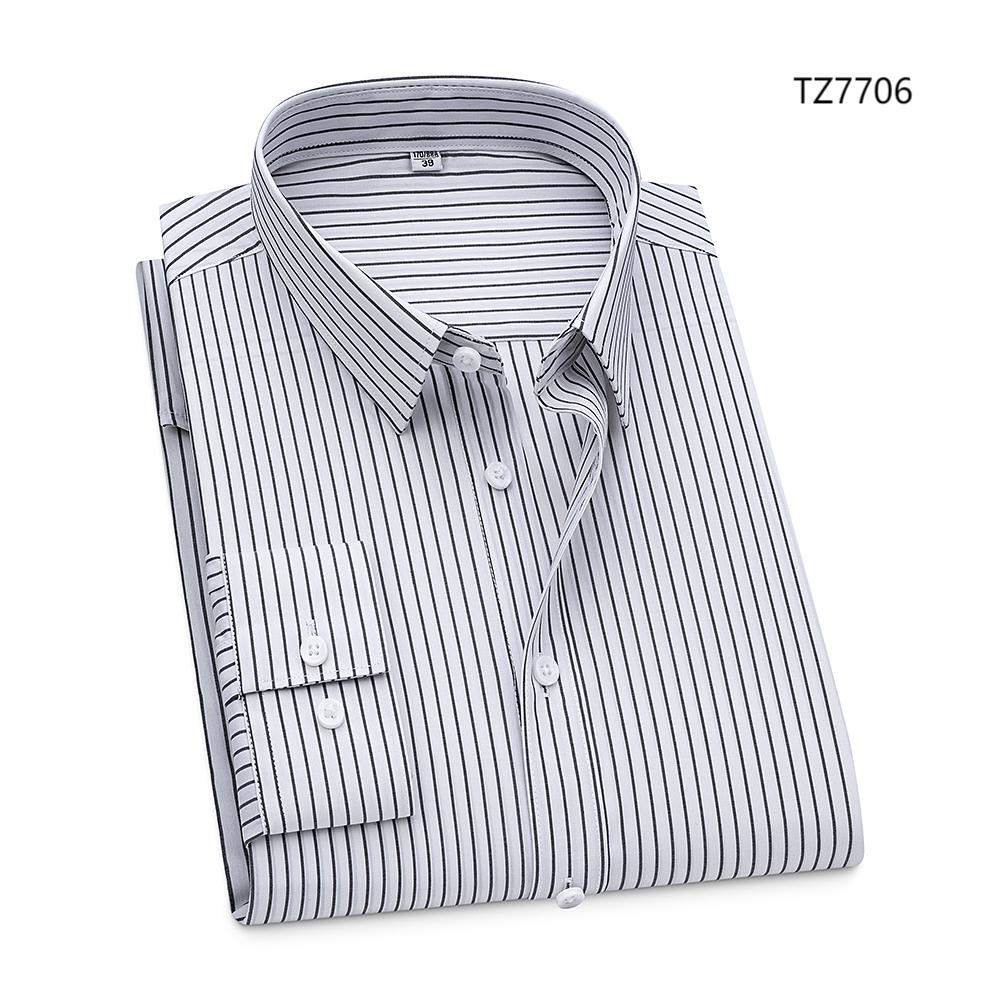 Mens None Iron Shirts Strips Business Long Sleeves Bamboo Formal Dress Shirts - Picture 14 of 17
