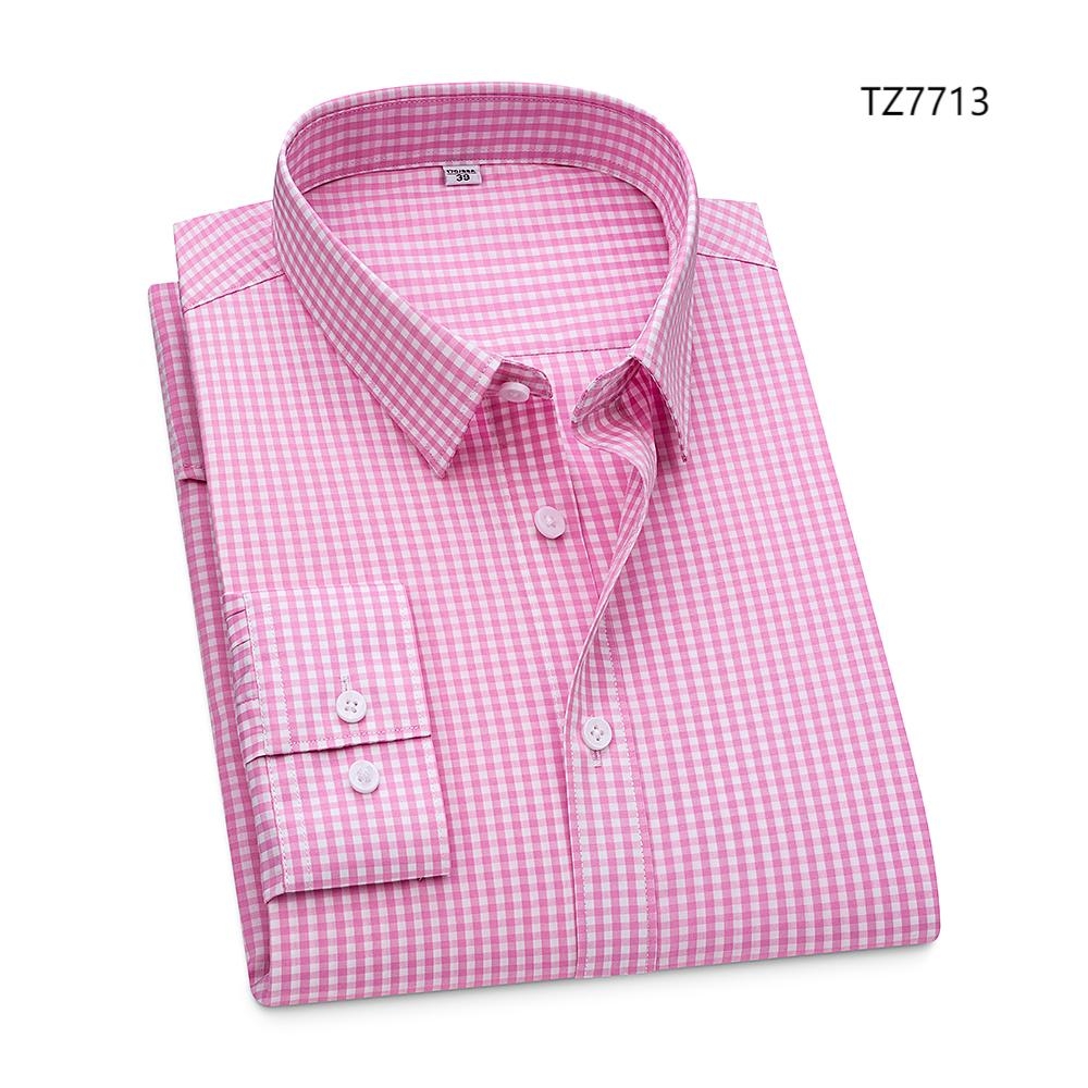 Camisas de vestir formales de bambú de manga larga de negocios a cuadros sin hierro para hombre - Imagen 12 de 15