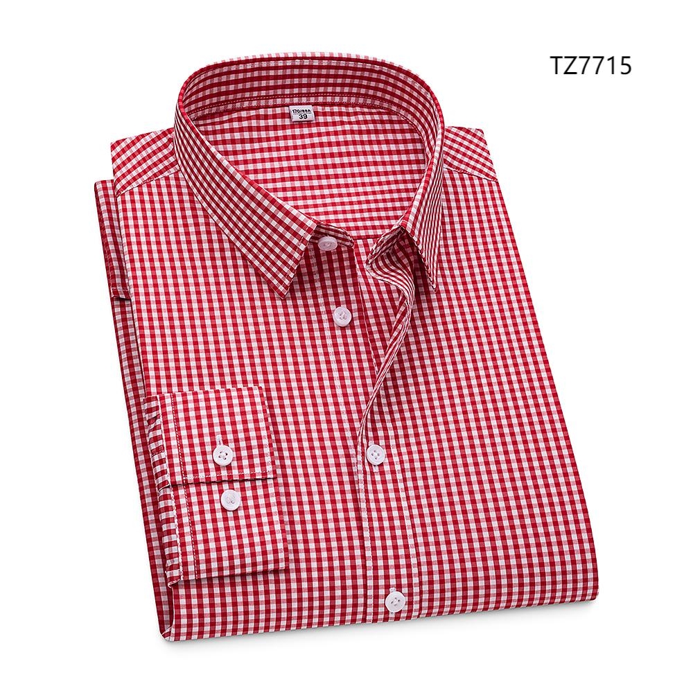 Camisas de vestir formales de bambú de manga larga de negocios a cuadros sin hierro para hombre - Imagen 14 de 15