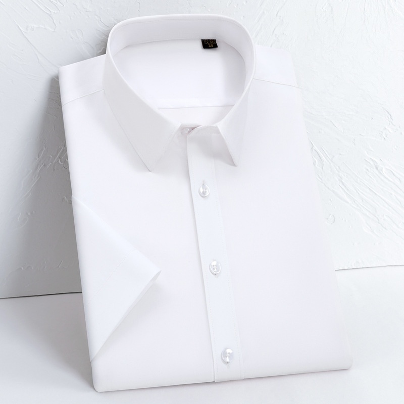 Camicie Uomo Maniche Corte Business Estive Bambù Casual Abito Elastico Camicie Top - Foto 14 di 18