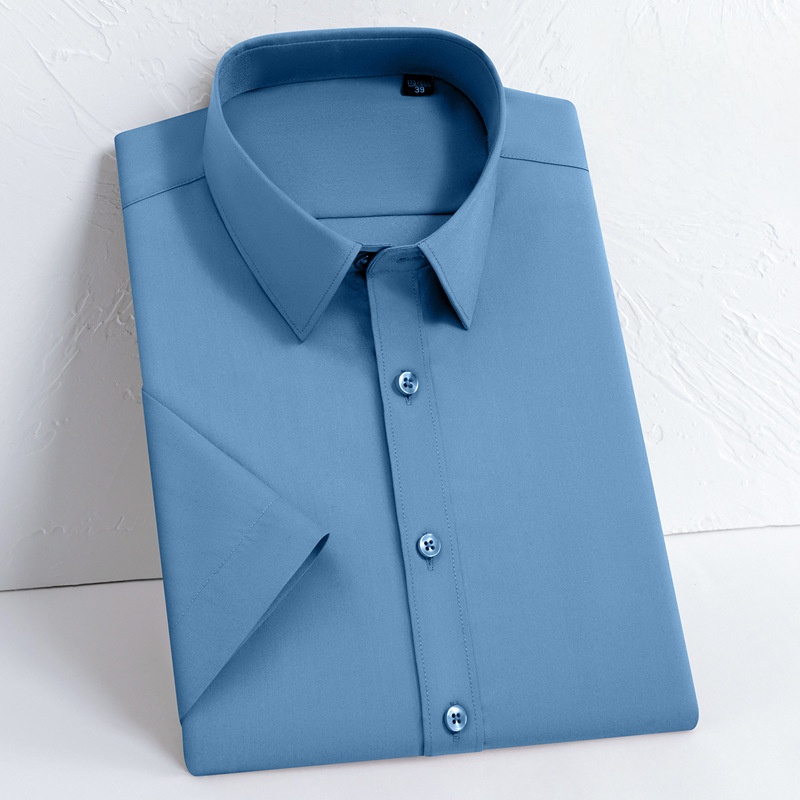 Camicie Uomo Maniche Corte Business Estive Bambù Casual Abito Elastico Camicie Top - Foto 16 di 18
