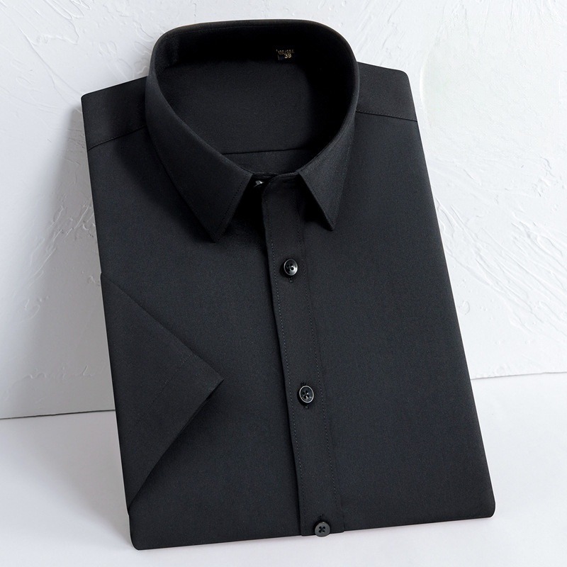 Camicie Uomo Maniche Corte Business Estive Bambù Casual Abito Elastico Camicie Top - Foto 15 di 18