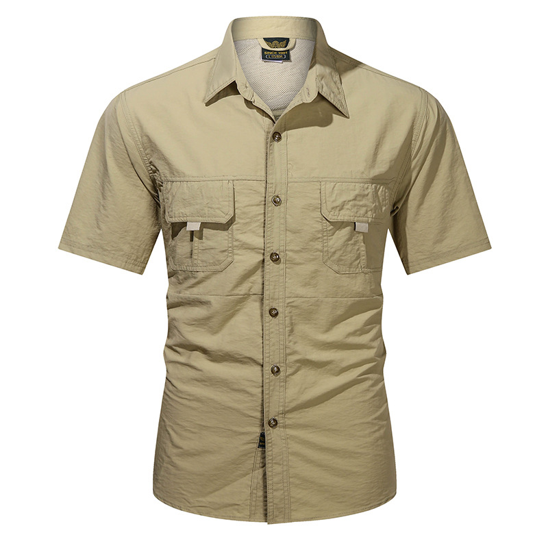 Mens Work Shirts Military Short Sleeves Air Force Army Cotton Casual Shirts Tops