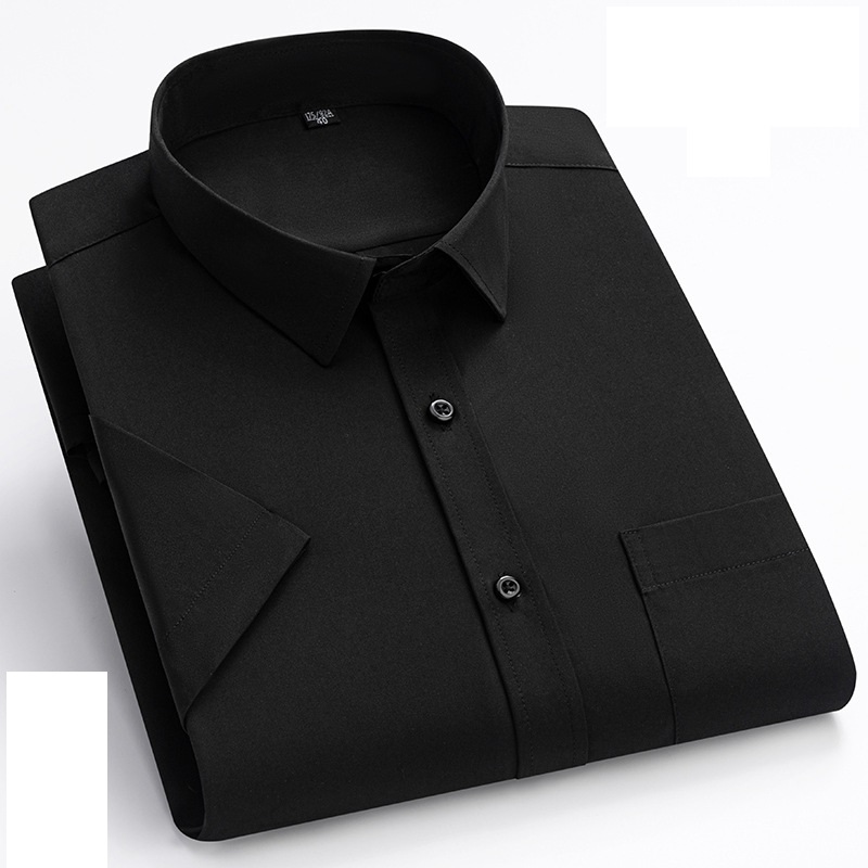 Camicie eleganti uomo maniche corte formali seta ghiaccio senza ferro elastico camicie casual - Foto 32 di 32