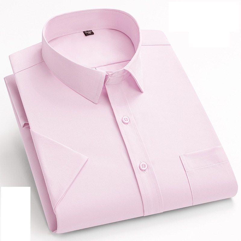 Camicie eleganti uomo maniche corte formali seta ghiaccio senza ferro elastico camicie casual - Foto 24 di 32