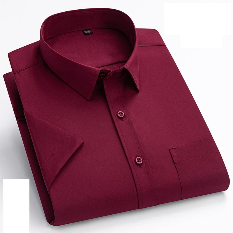 Camicie eleganti uomo maniche corte formali seta ghiaccio senza ferro elastico camicie casual - Foto 26 di 32