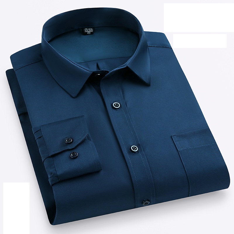 Mens Dress Shirts Long Sleeves Formal Ice-Silk No Iron Elastic Casual Shirts Top - Picture 28 of 34