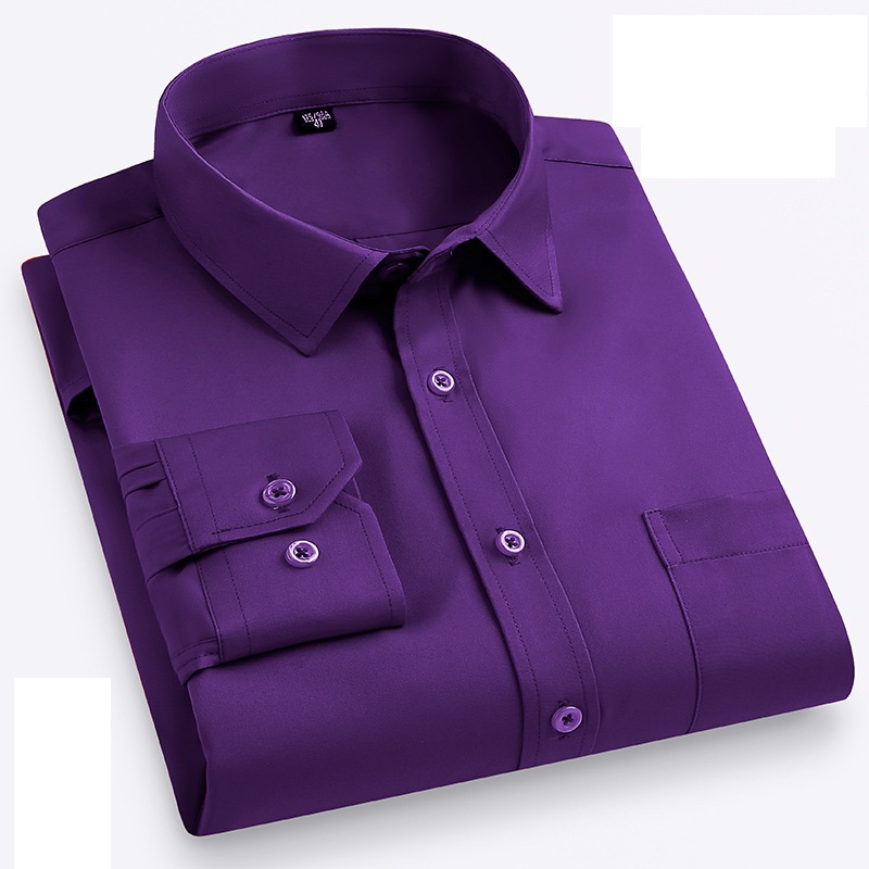Mens Dress Shirts Long Sleeves Formal Ice-Silk No Iron Elastic Casual Shirts Top - Picture 29 of 34