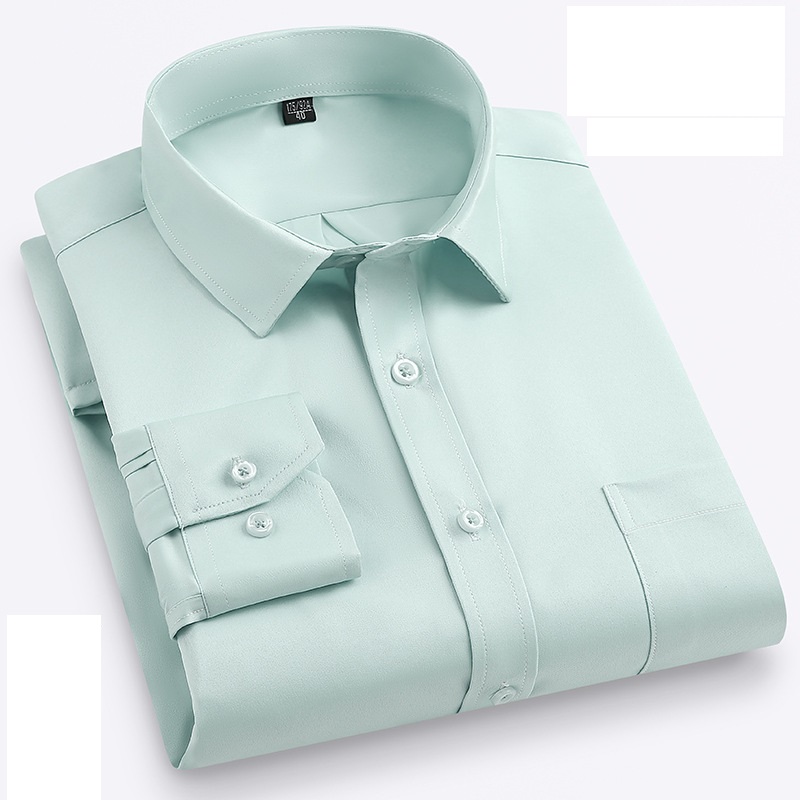 Mens Dress Shirts Long Sleeves Formal Ice-Silk No Iron Elastic Casual Shirts Top - Picture 33 of 34