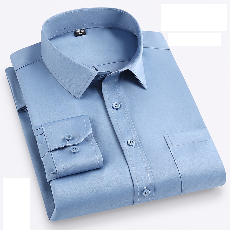 Mens Dress Shirts Long Sleeves Formal Ice-Silk No Iron Elastic Casual Shirts Top - Picture 34 of 34