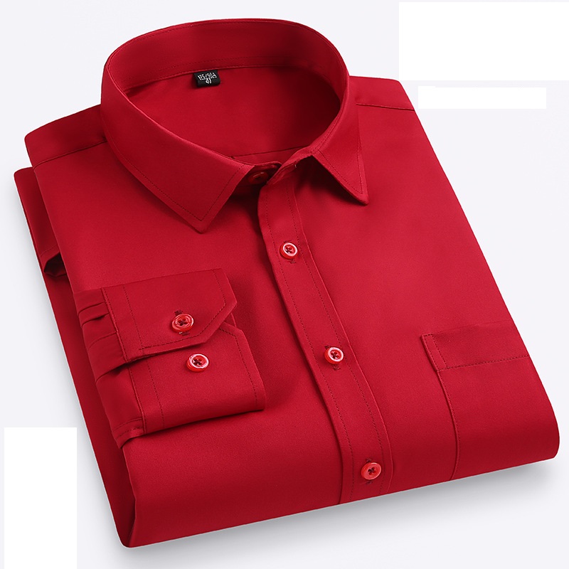 Mens Dress Shirts Long Sleeves Formal Ice-Silk No Iron Elastic Casual Shirts Top - Picture 27 of 34