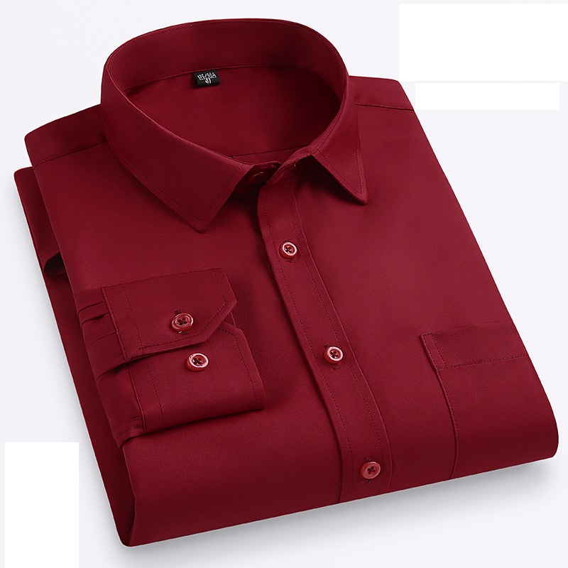 Mens Dress Shirts Long Sleeves Formal Ice-Silk No Iron Elastic Casual Shirts Top - Picture 32 of 34