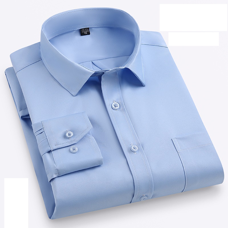 Mens Dress Shirts Long Sleeves Formal Ice-Silk No Iron Elastic Casual Shirts Top - Picture 30 of 34