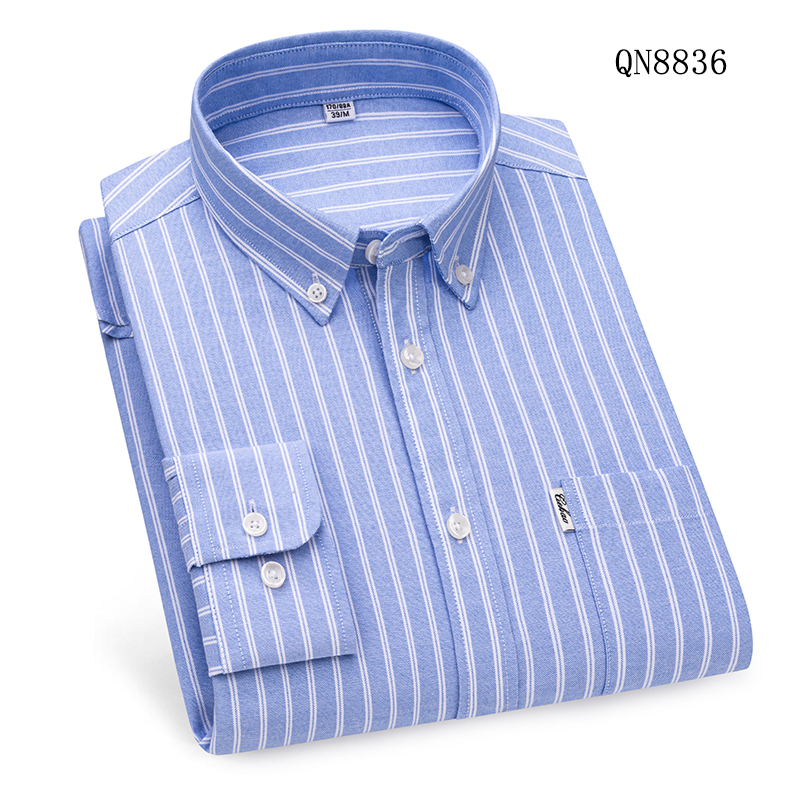 Camisas Oxford para Hombres Formales Negocios Mangas Largas Rayas Informales Camisas de Vestir Prendas para el torso - Imagen 15 de 20