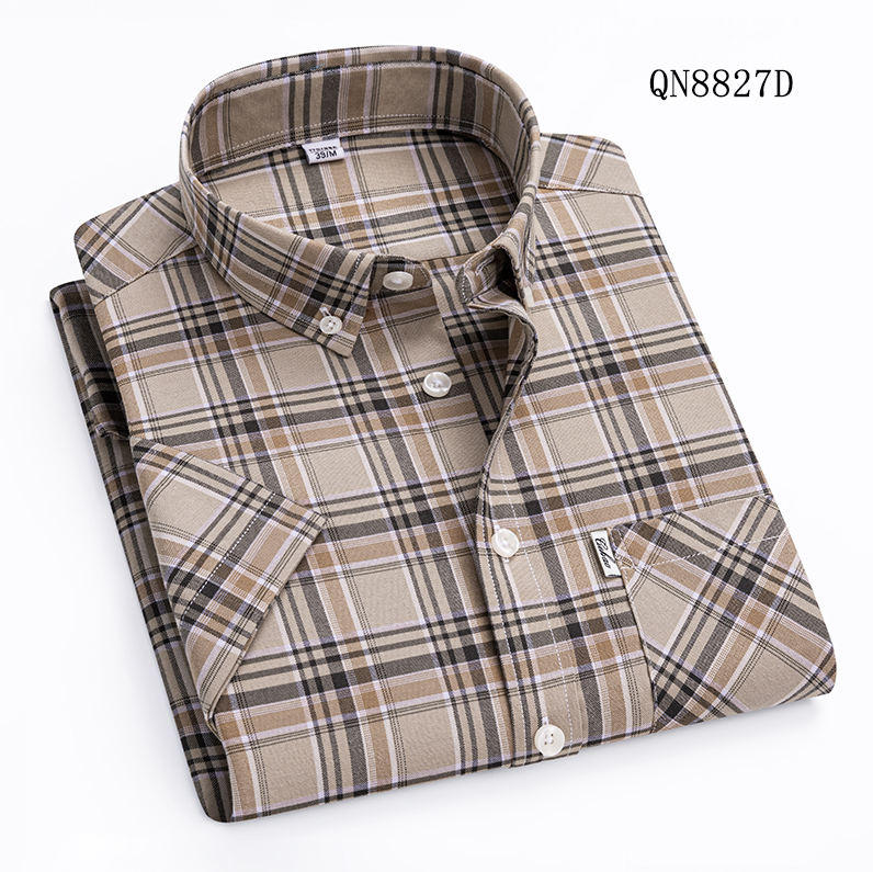 Herren Oxford Hemden Formell Business Kurzarm Kariert Freizeit Hemden Tops - Bild 11 von 16