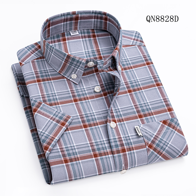 Herren Oxford Hemden Formell Business Kurzarm Kariert Freizeit Hemden Tops - Bild 12 von 16