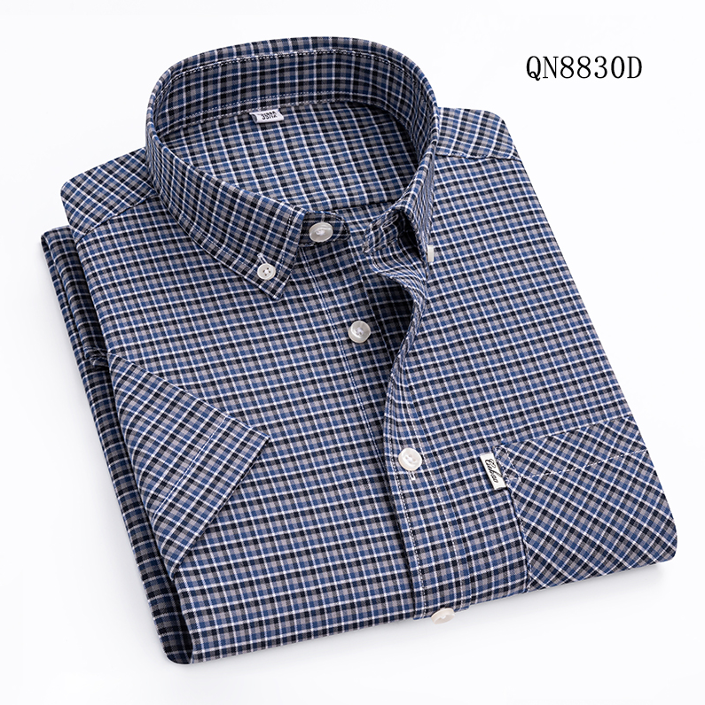 Herren Oxford Hemden Formell Business Kurzarm Kariert Freizeit Hemden Tops - Bild 14 von 16