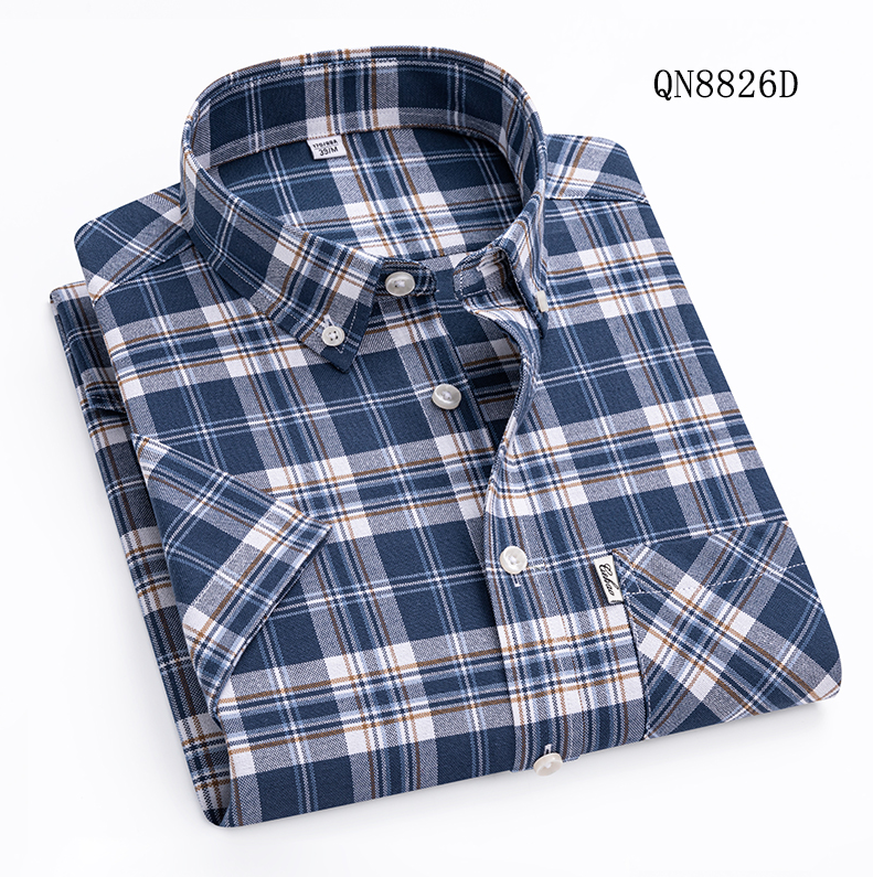 Herren Oxford Hemden Formell Business Kurzarm Kariert Freizeit Hemden Tops - Bild 10 von 16