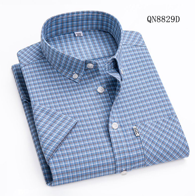 Herren Oxford Hemden Formell Business Kurzarm Kariert Freizeit Hemden Tops - Bild 13 von 16