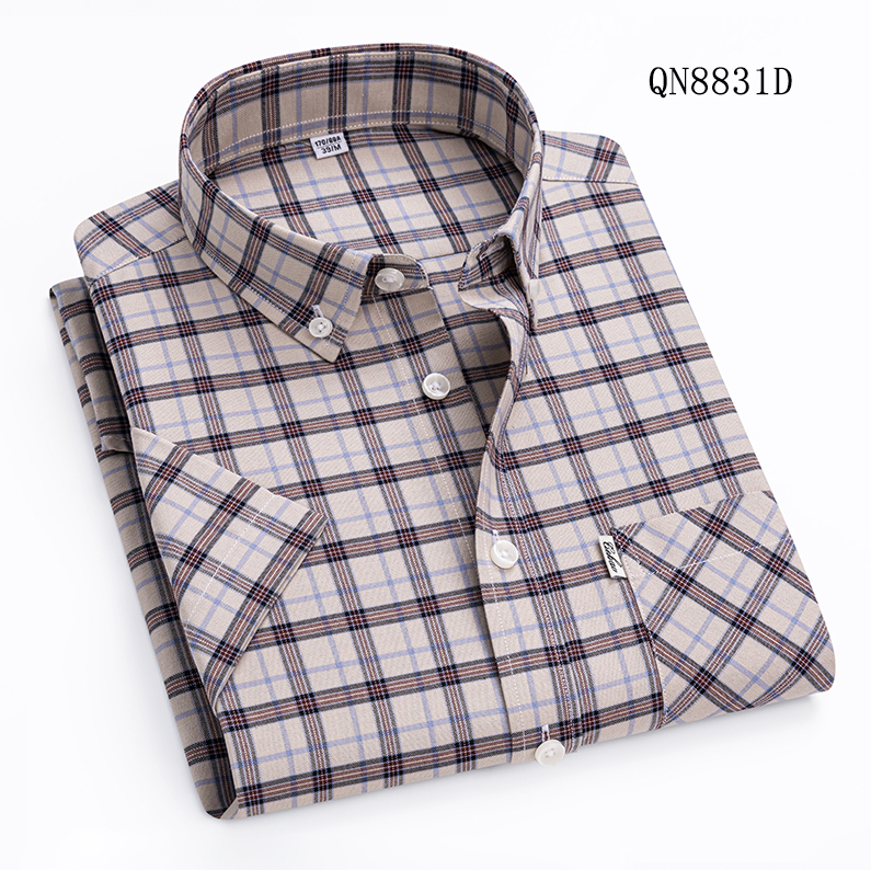 Herren Oxford Hemden Formell Business Kurzarm Kariert Freizeit Hemden Tops - Bild 15 von 16