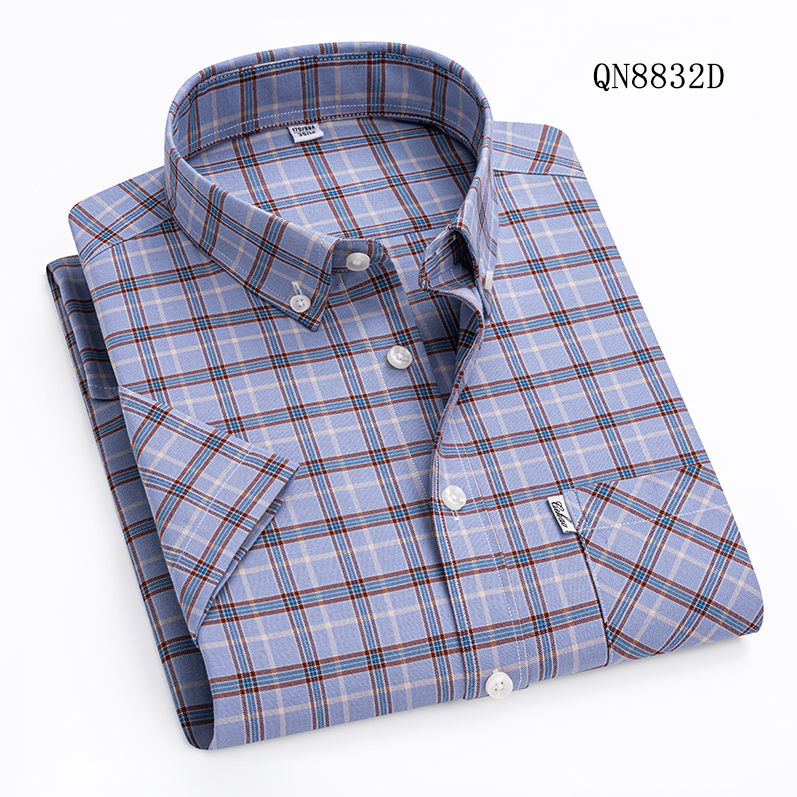 Herren Oxford Hemden Formell Business Kurzarm Kariert Freizeit Hemden Tops - Bild 16 von 16