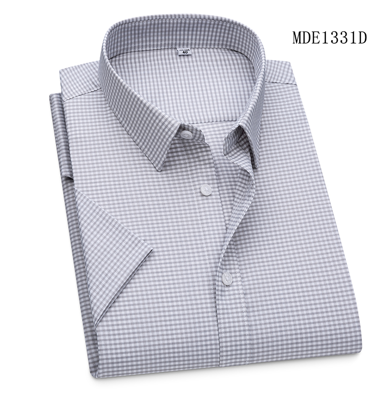 Camicie modal uomo formali business maniche corte plaid casual eleganti camicie top - Foto 7 di 8