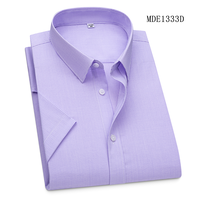 Camicie modal uomo formali business maniche corte plaid casual eleganti camicie top - Foto 8 di 8