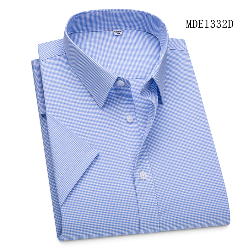 Camicie modal uomo formali business maniche corte plaid casual eleganti camicie top - Foto 6 di 8