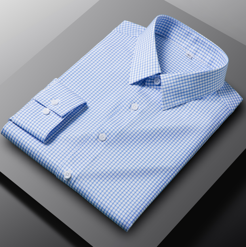 Camisas elásticas formales de negocios para hombre mangas largas a cuadros informales camisas de vestir Prendas para el torso - Imagen 6 de 8