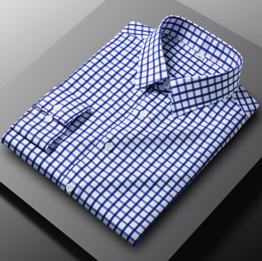 Camisas elásticas formales de negocios para hombre mangas largas a cuadros informales camisas de vestir Prendas para el torso - Imagen 8 de 8