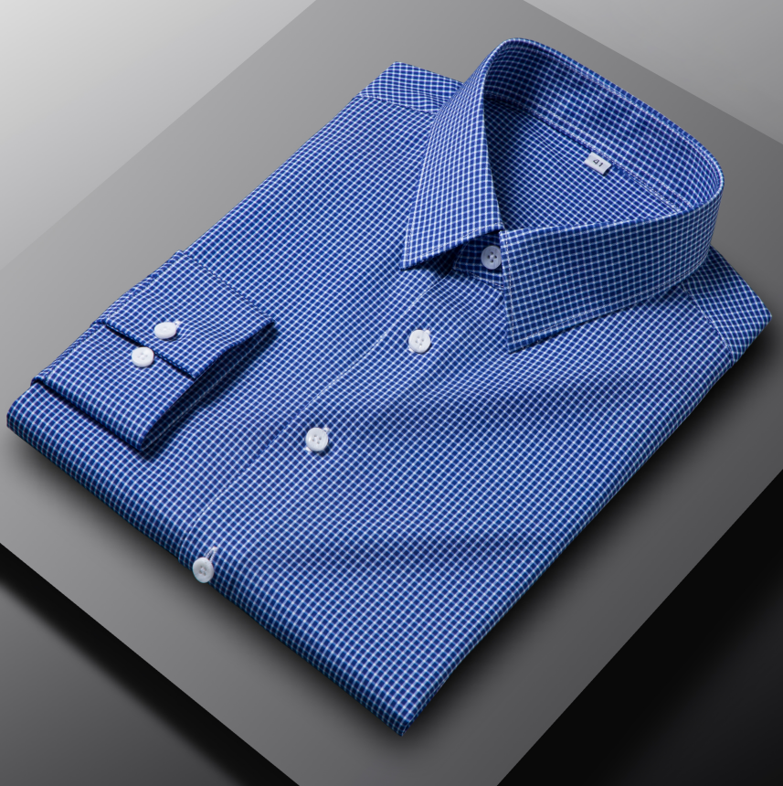 Camisas elásticas formales de negocios para hombre mangas largas a cuadros informales camisas de vestir Prendas para el torso - Imagen 7 de 8