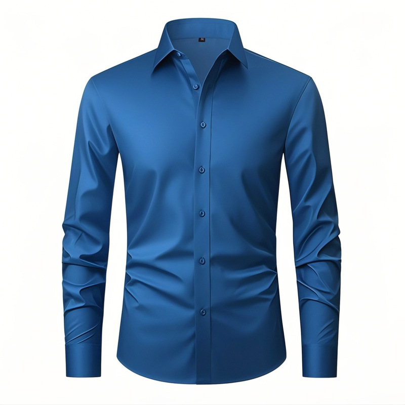 Camisas de vestir para hombre formales negocios mangas largas elásticas informales camisas de vestir Prendas para el torso - Imagen 19 de 19