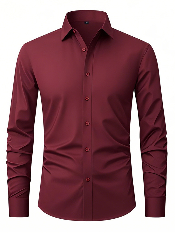 Camisas de vestir para hombre formales negocios mangas largas elásticas informales camisas de vestir Prendas para el torso - Imagen 17 de 19