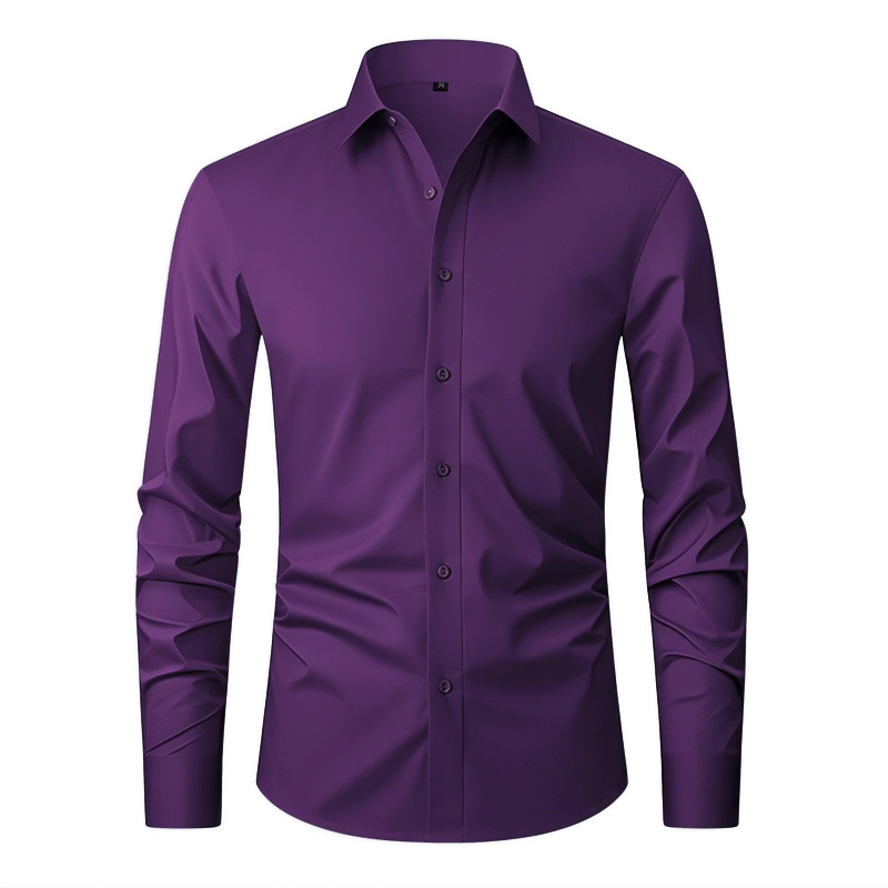 Camisas de vestir para hombre formales negocios mangas largas elásticas informales camisas de vestir Prendas para el torso - Imagen 15 de 19