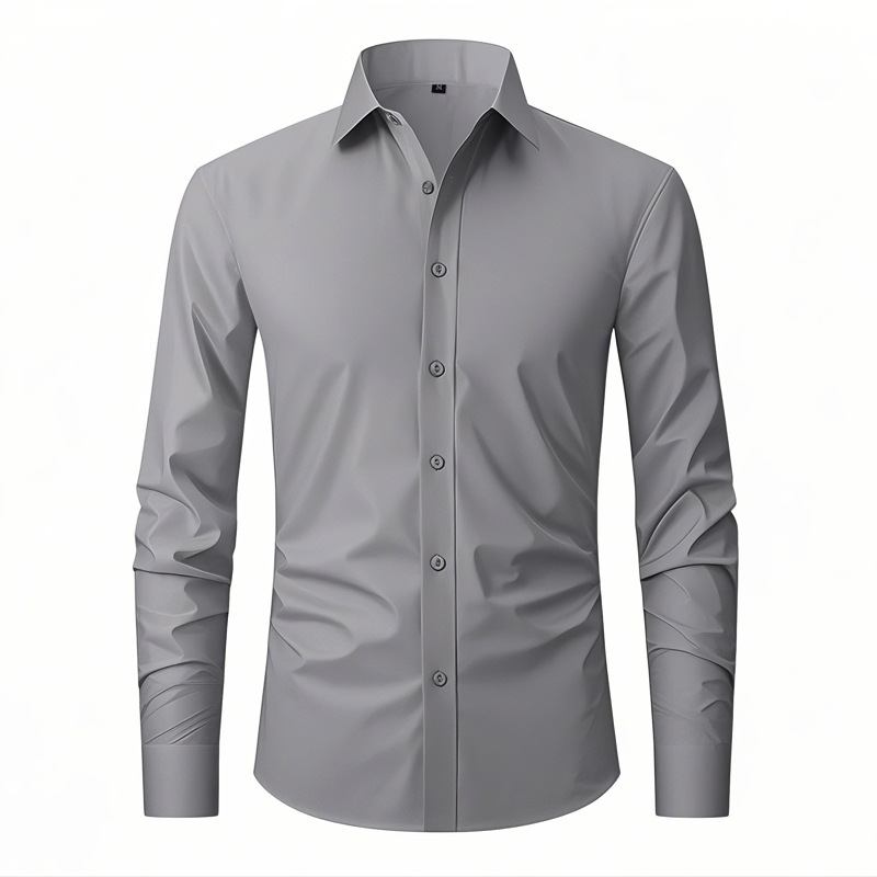 Camisas de vestir para hombre formales negocios mangas largas elásticas informales camisas de vestir Prendas para el torso - Imagen 18 de 19