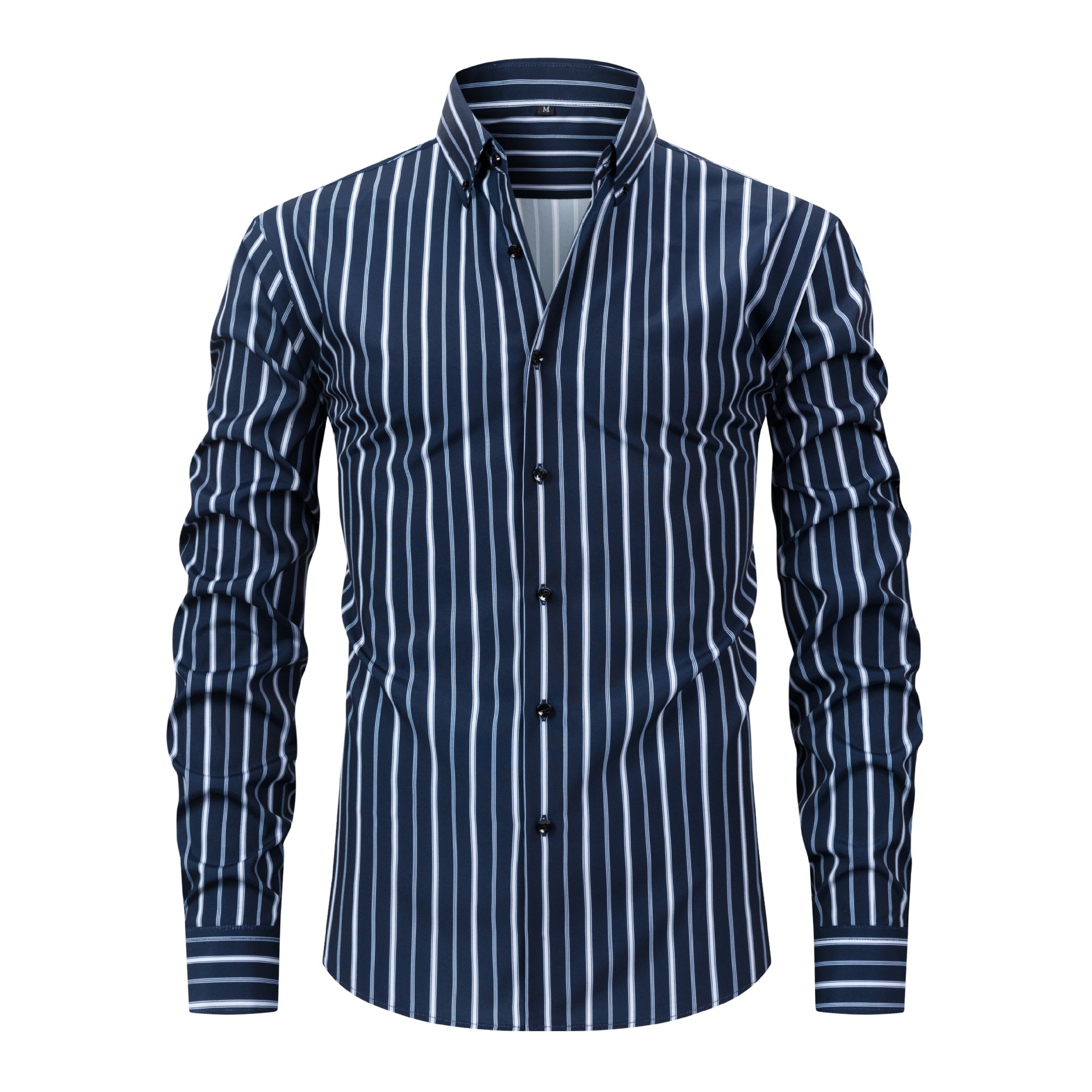 Mens Dress Shirts Formal Business Long Sleeves Striped Casual Elastic Shirts Top - Picture 14 of 19
