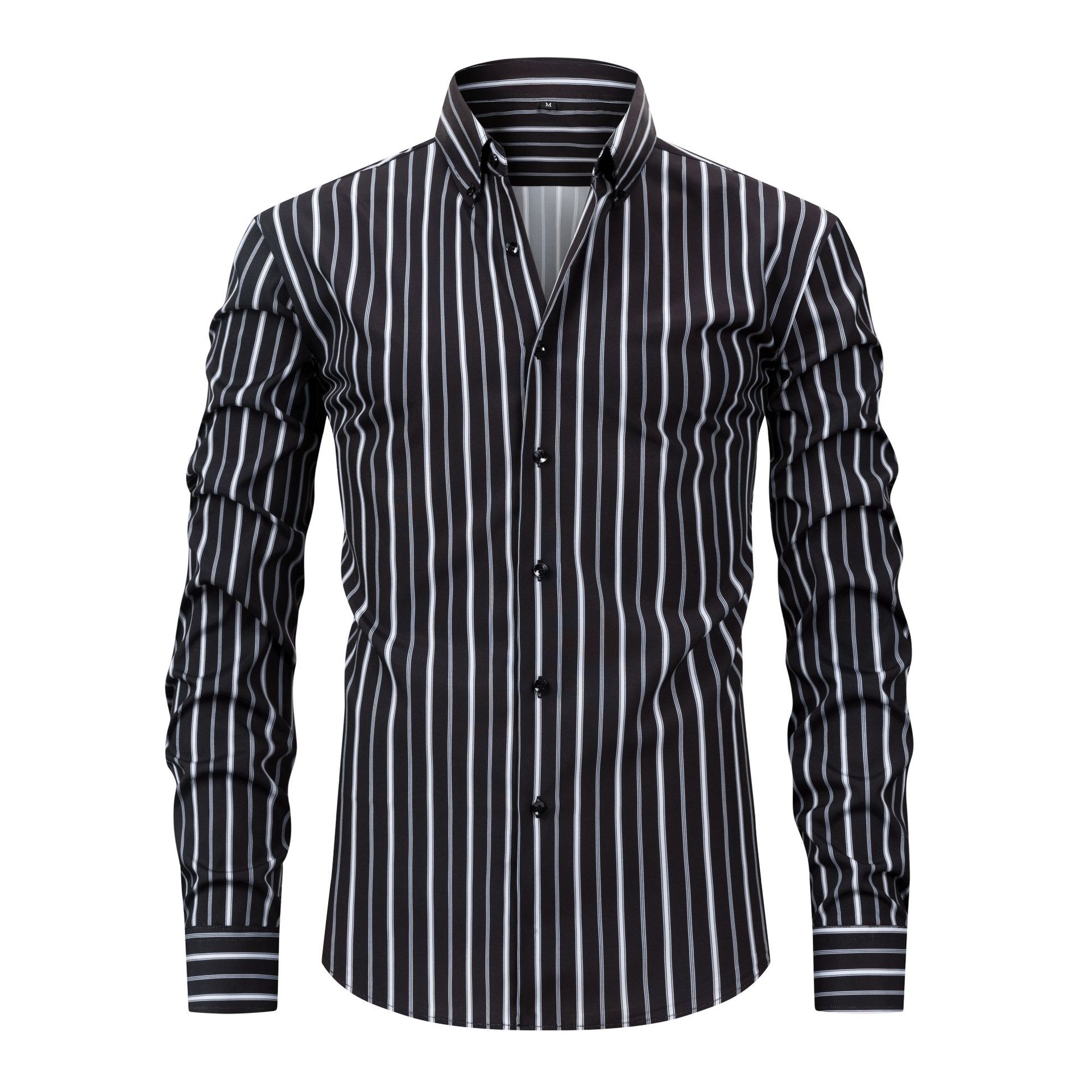 Mens Dress Shirts Formal Business Long Sleeves Striped Casual Elastic Shirts Top - Picture 18 of 19