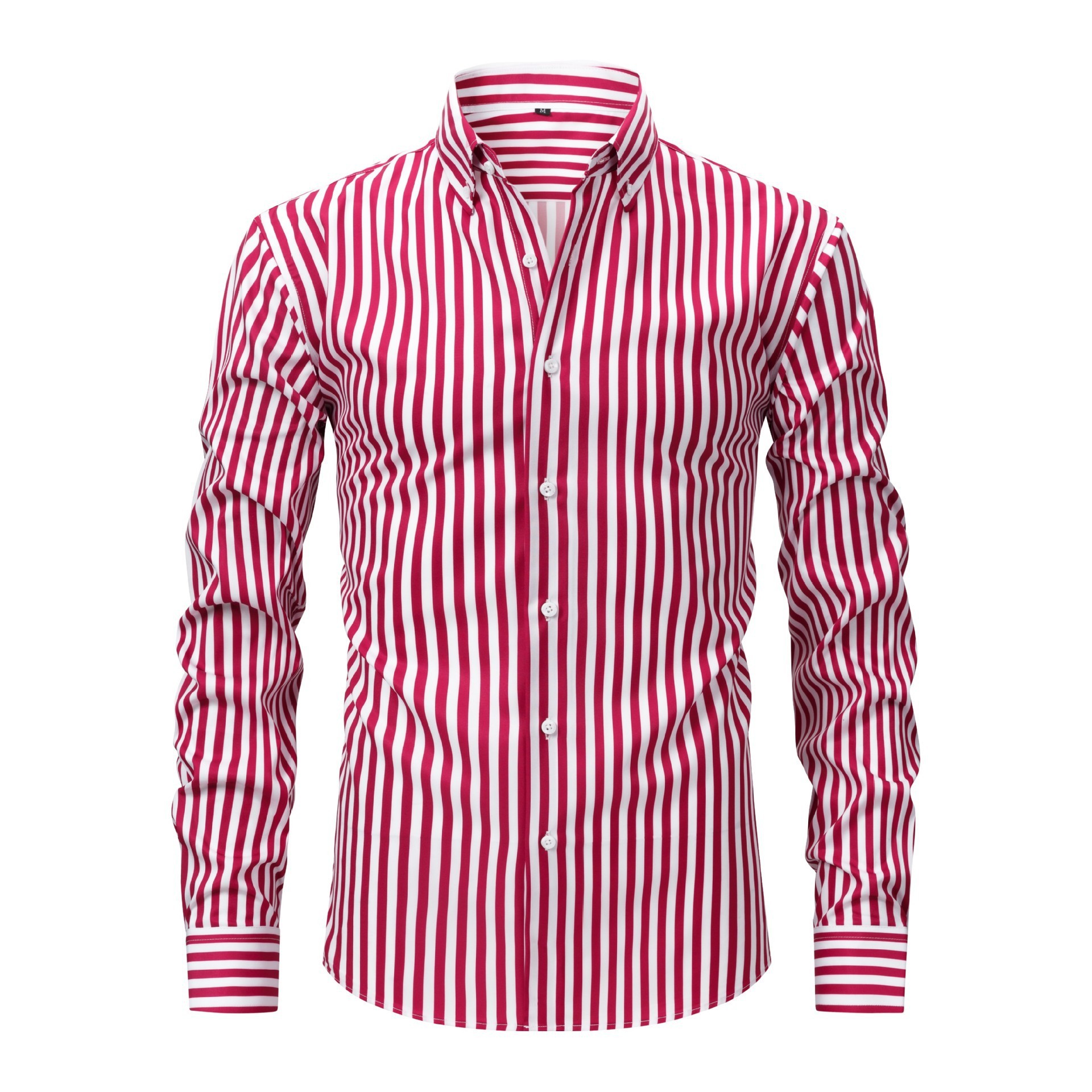 Mens Dress Shirts Formal Business Long Sleeves Elastic Striped Casual Shirts Top - Picture 6 of 10