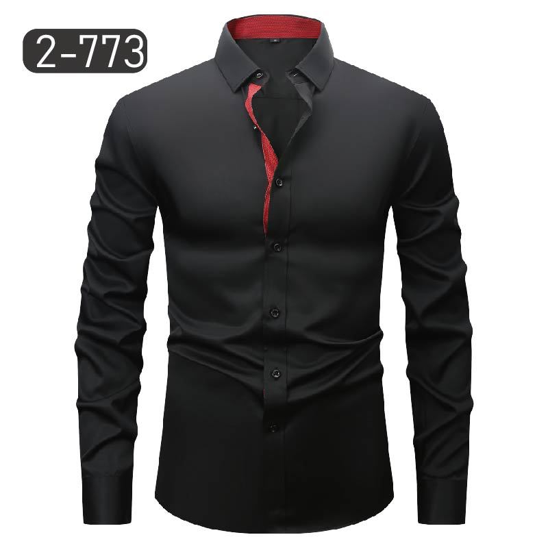Men's Dress Shirts Formal Business Long Sleeves Elastic Slim Casual Shirts Tops - Picture 15 of 27